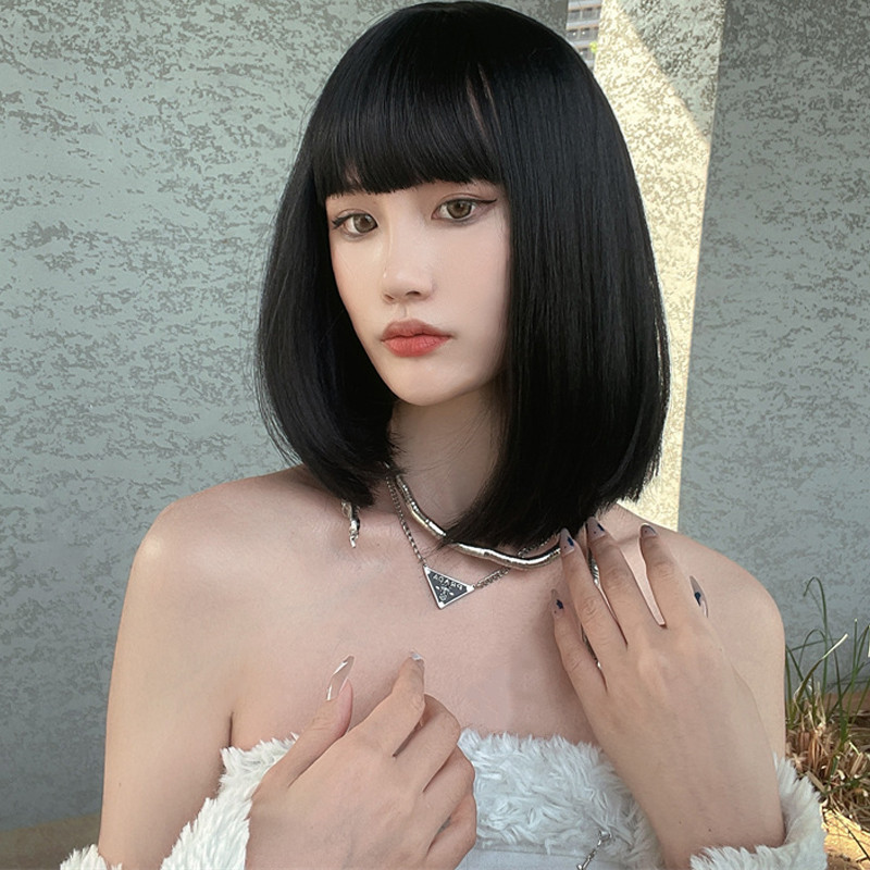 Wig Fiber Net - Wig sintetis alami baru rambut pendek