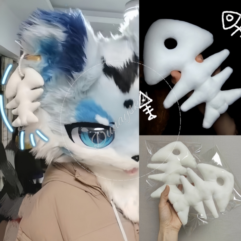 Fishbones Cosplay Prop - Gantungan Kunci Tulang Ikan Plush Untuk