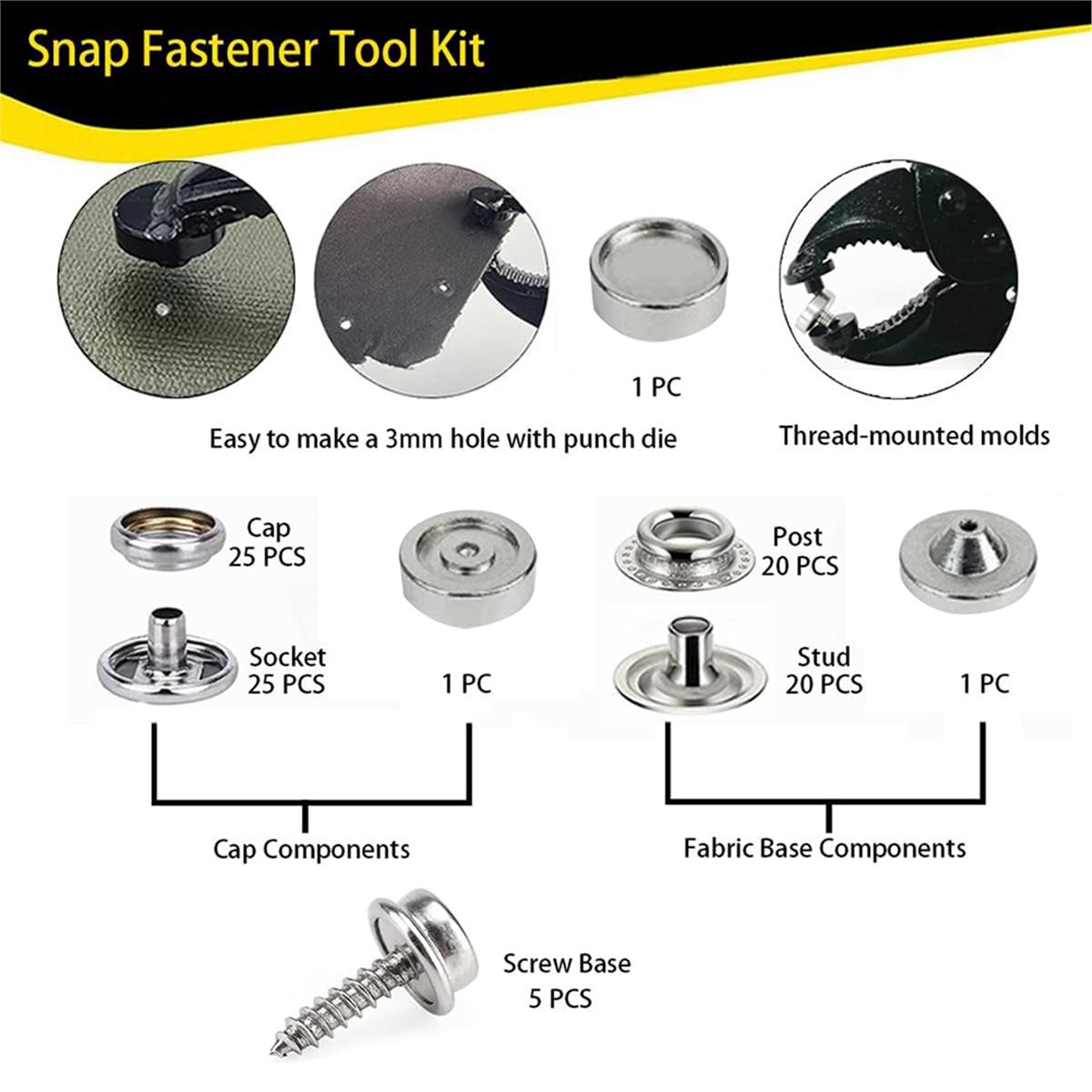 Snap Plier Setter - Perangkat Pemasang Kancing Tekan Tugas Berat