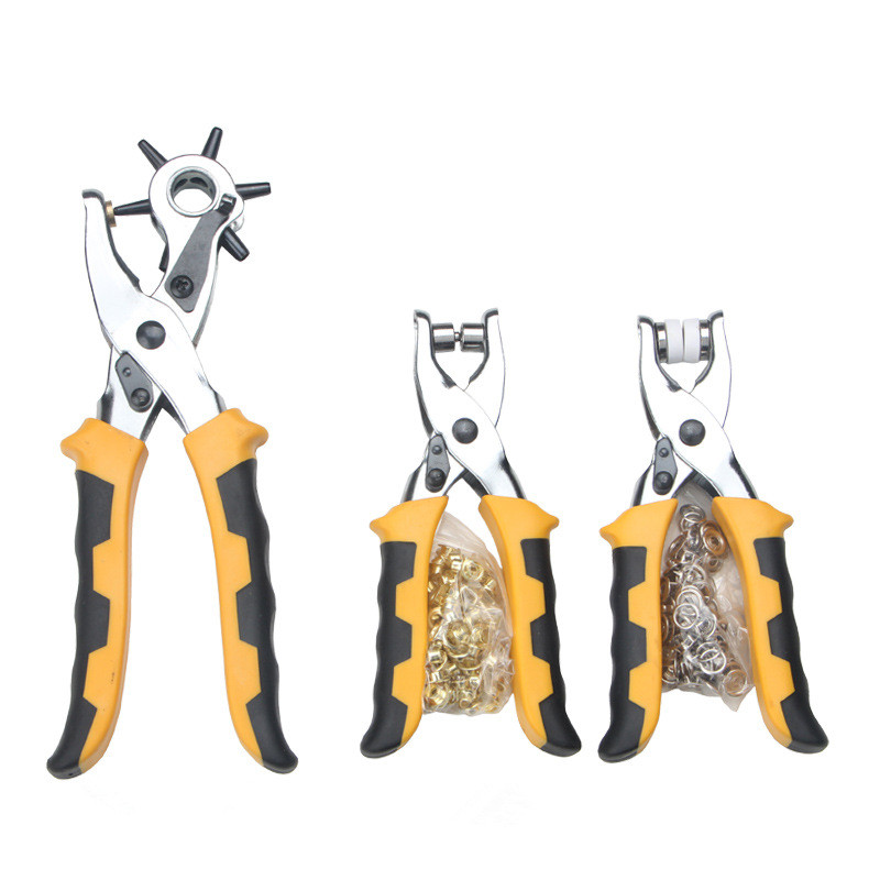 Snap Plier Setter - Peralatan Kerja Kulit 3-in-1: Penjepit Lubang,