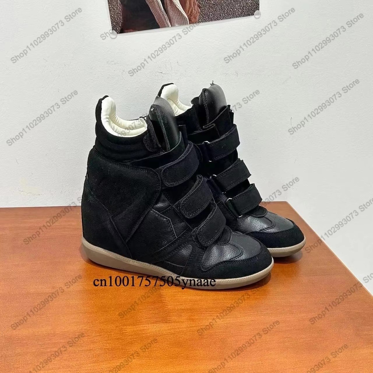 Velcro Hook Loop - Sepatu Sneakers Wanita Hak Tinggi Tersembunyi