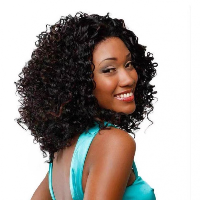 Wig afro pendek keriting Eropa - Wig Fiber Net ulasan dan harga