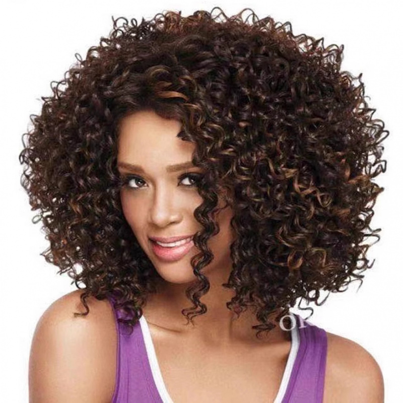 Wig afro pendek keriting Eropa - Wig Fiber Net ulasan dan harga