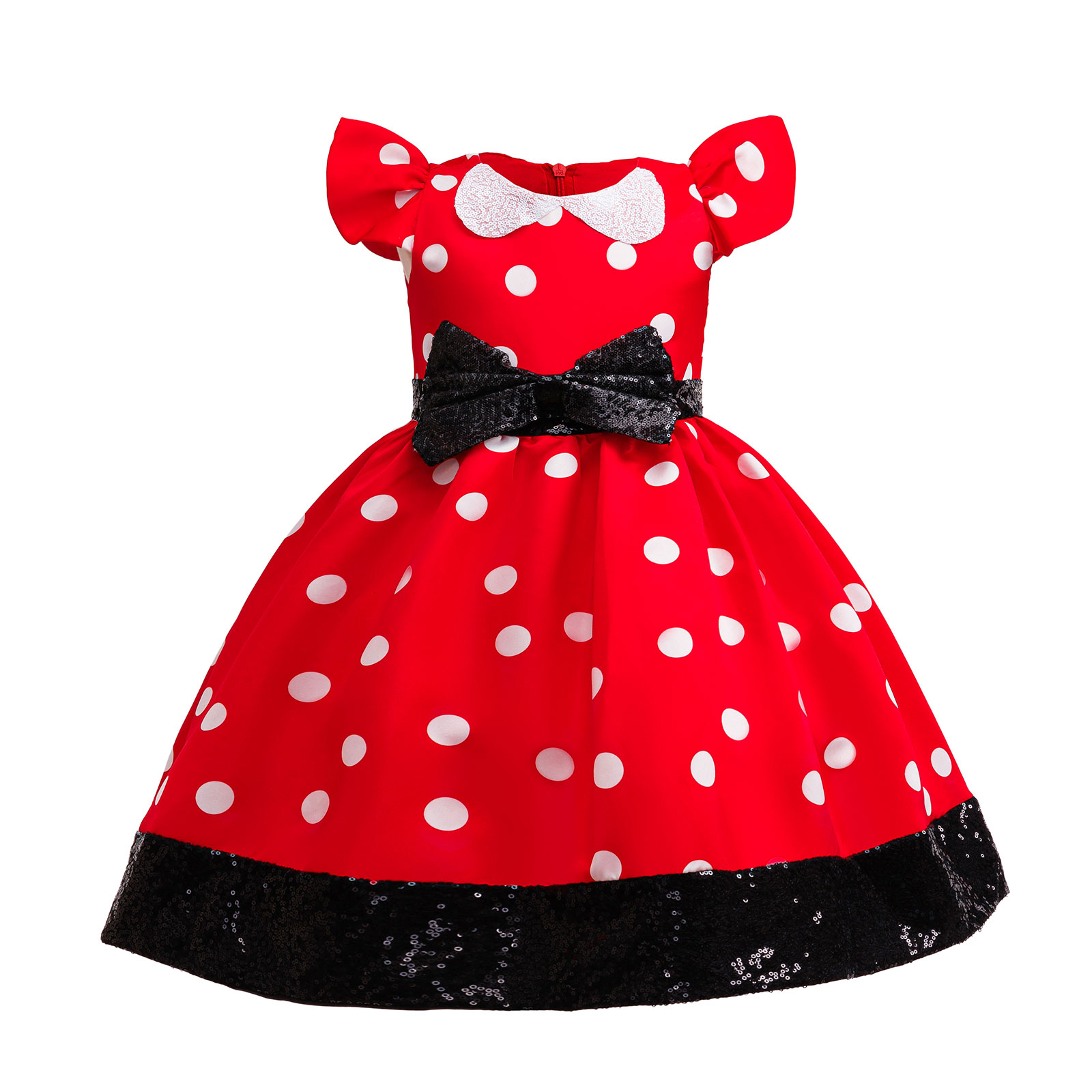 Gaun Putri Polkadot Merah Puti - Cosplay Prop Bow ulasan dan harga